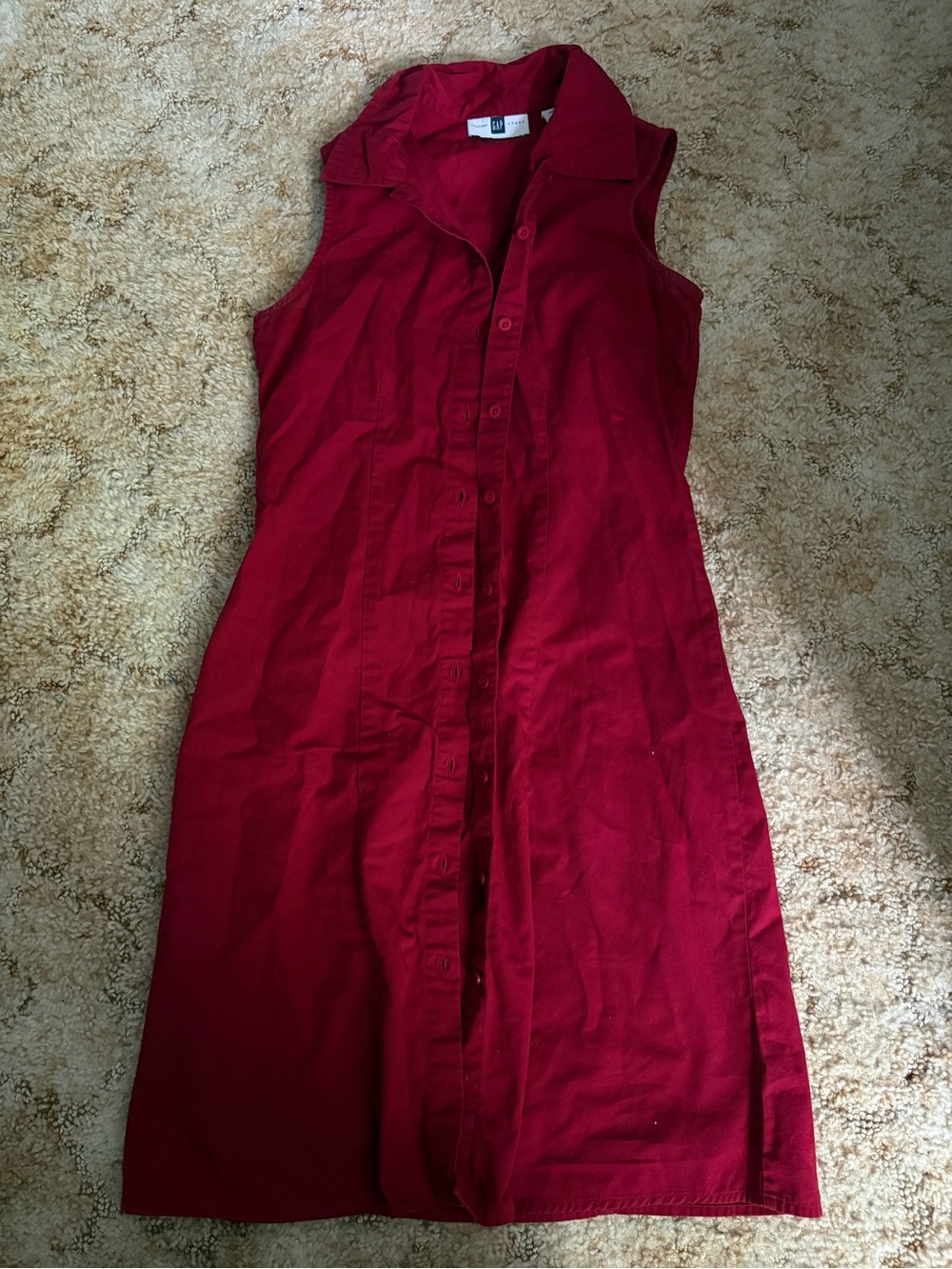 Collared Red Button-Down Dress